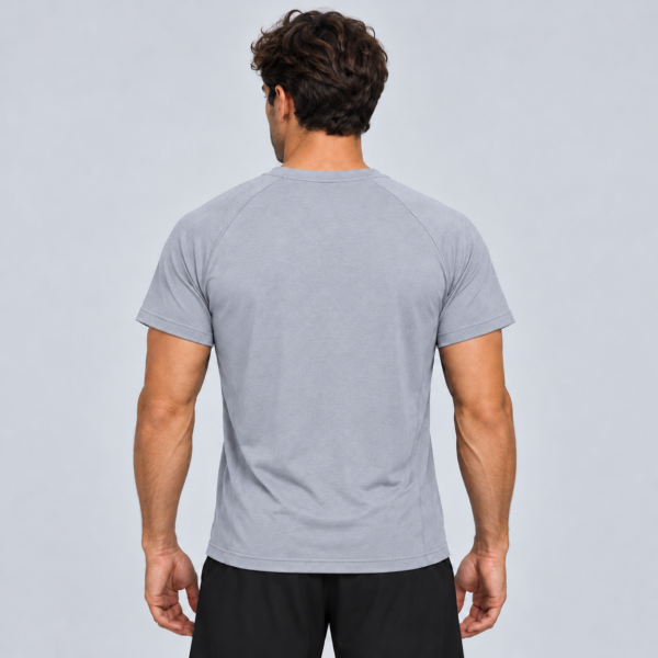 NERVA Core Tee i grått, T-shirt för herr, bakifrån.