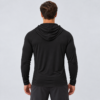 nerva-aero-hooded-long-sleeve-black-back NERVA Aero Hooded Long Sleeve i svart, huvtröja för herr, bakifrån.