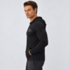 nerva-aero-hooded-long-sleeve-black-side NERVA Aero Hooded Long Sleeve i svart, huvtröja för herr, från sidan.